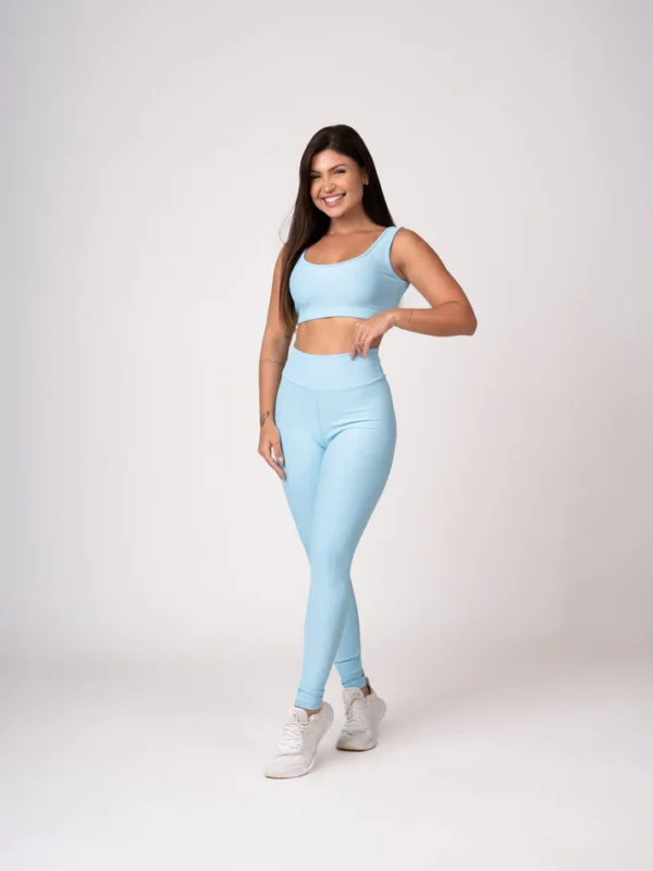 Conjunto Legging e Top Alças Retas Azul Caribe