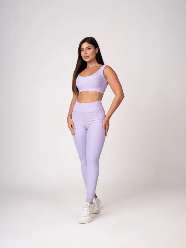 Conjunto Legging e Top Alças Retas Lavanda