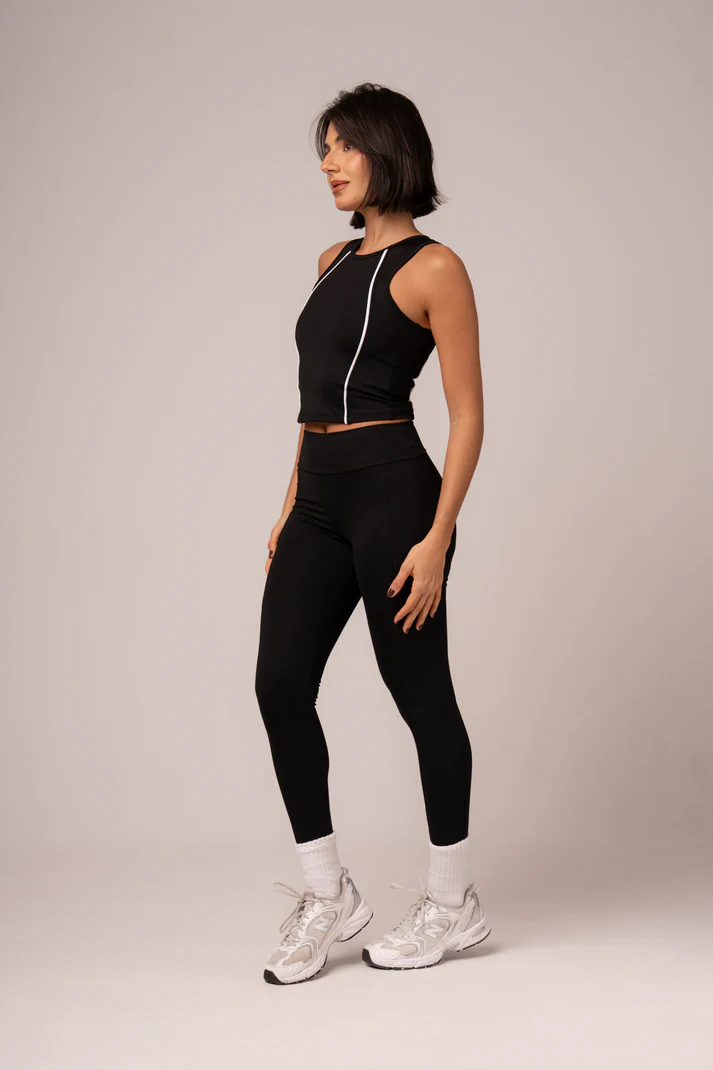 Conjunto Legging bolsos e Top Alongado Preto - Imagem 4