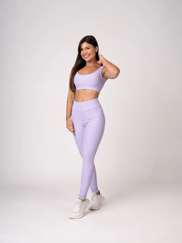 Conjunto Legging e Top Alças Retas Lavanda - Imagem 2