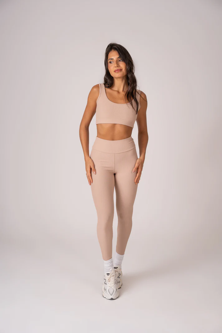 Conjunto Legging e Top Alças Retas Beige - Imagem 2