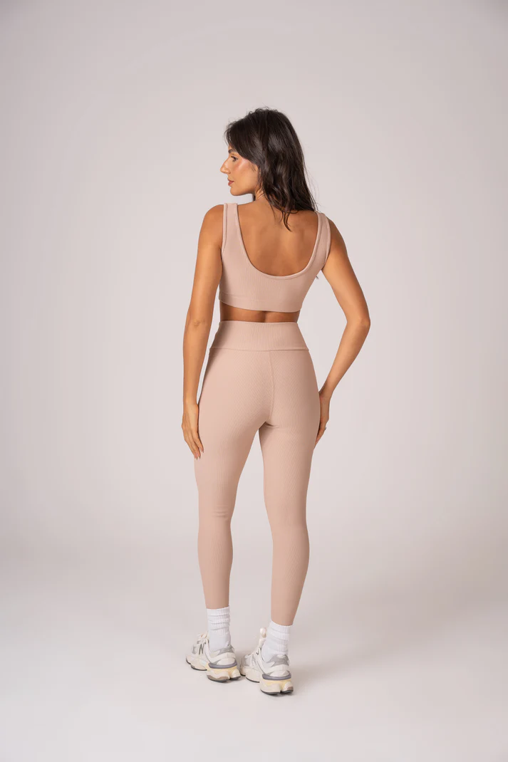 Conjunto Legging e Top Alças Retas Beige - Imagem 5